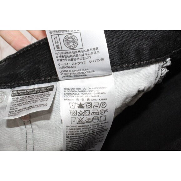 Levi's 505 Black 100% Cotton Straight Fit Denim Jeans Size 36 - Picture 7 of 9